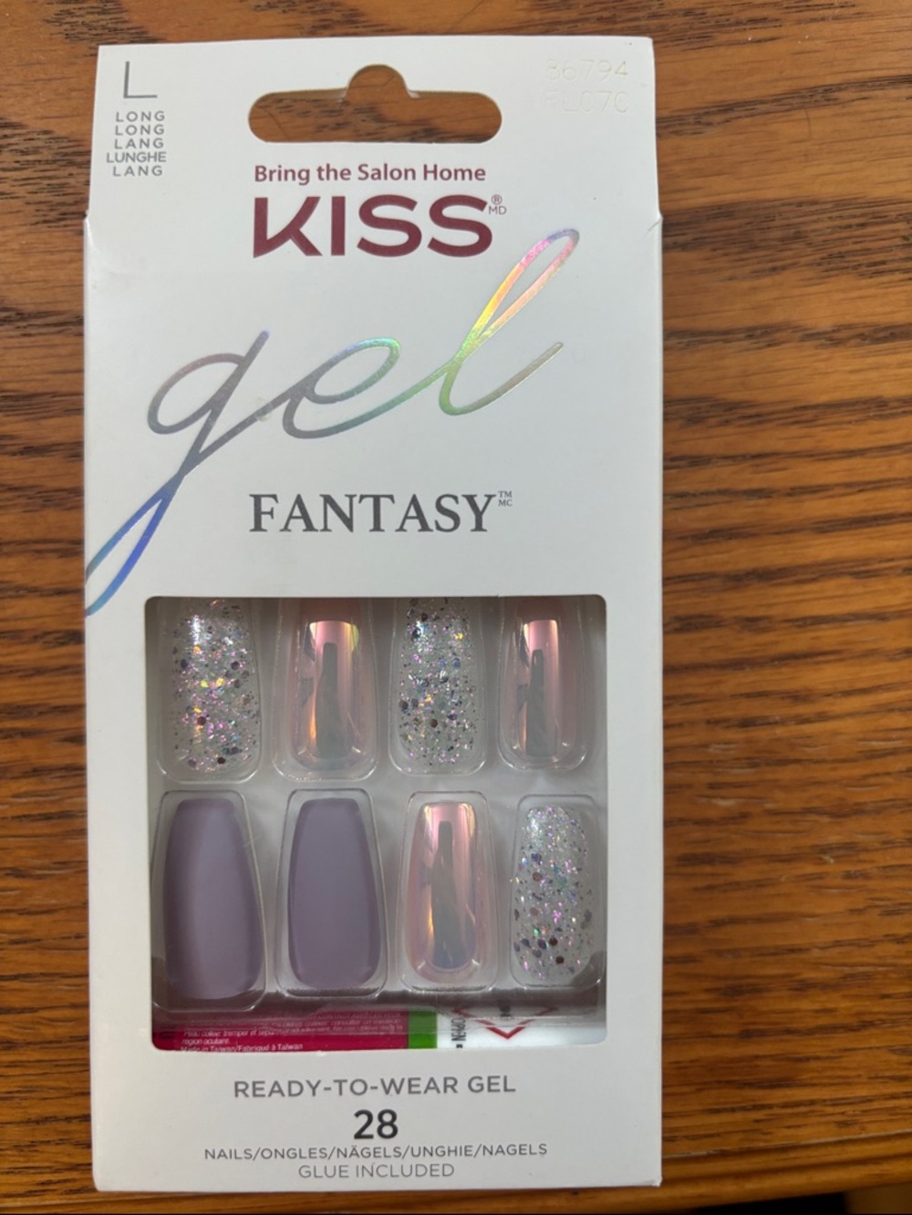 KISS Gel Fantasy Ready-to-Wear Nails - Lavender, Iridescent & Glitter